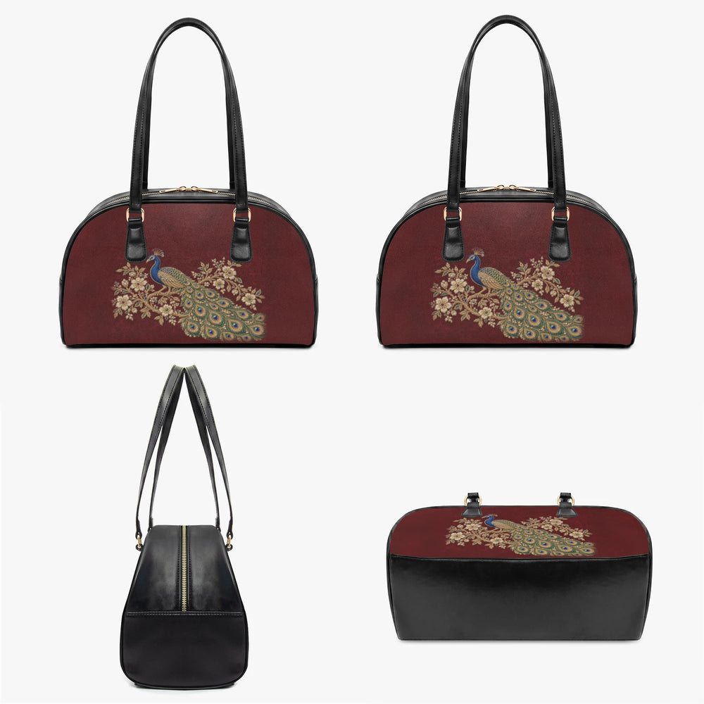 Zardozi Peacock — Maroon & Gold Arch-Top Handbag — view 2