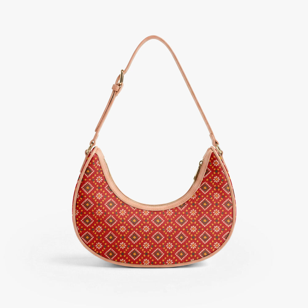 Bandhani — Red & Saffron Crescent Shoulder Bag — view 6