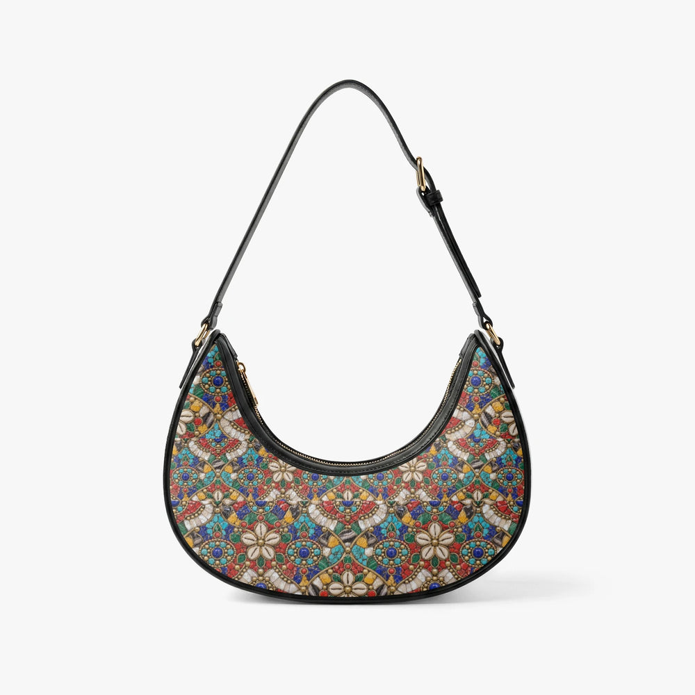 Stone Mosaic — Jewel Tones Crescent Shoulder Bag — view 2