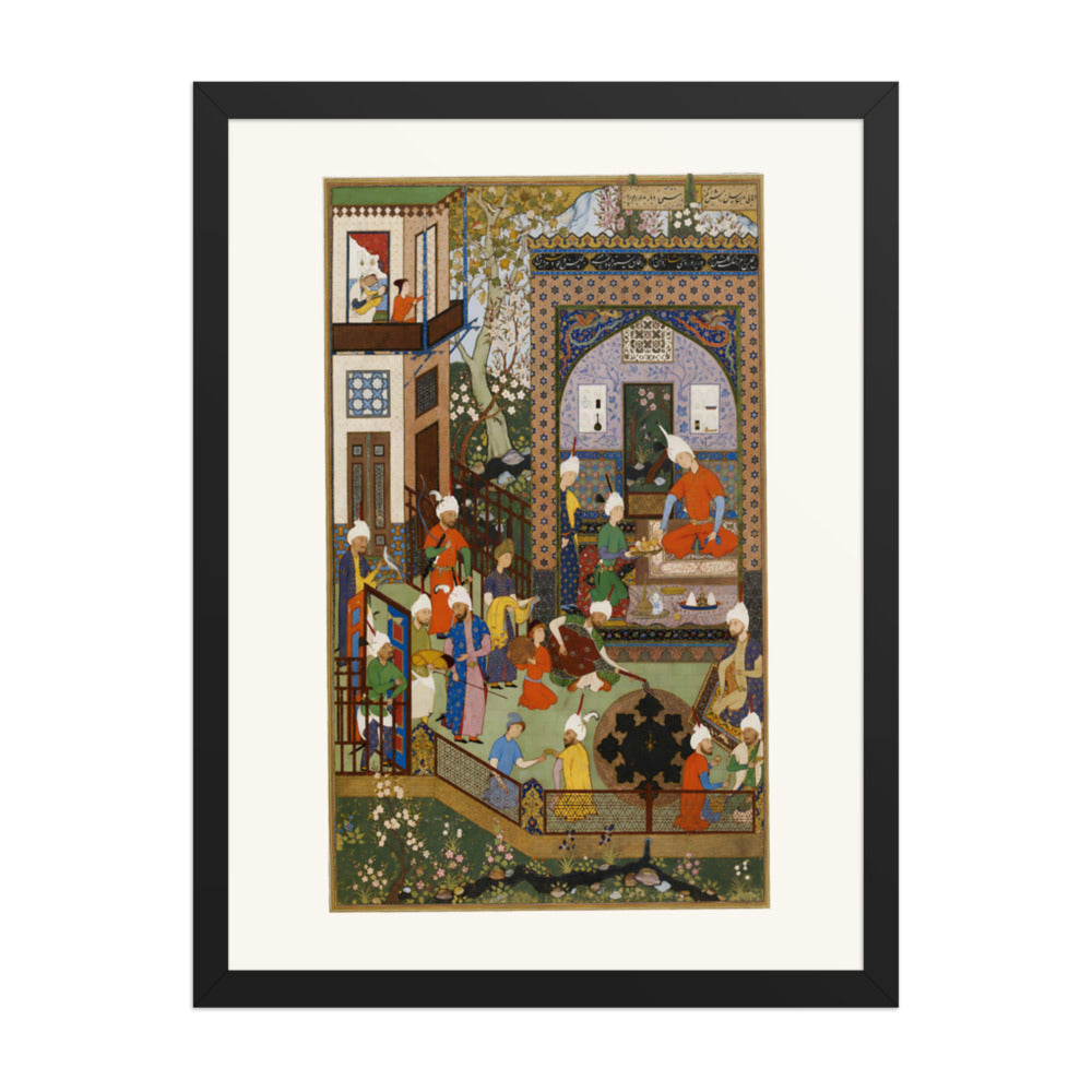Khusraw Listens to the Music of Barbad | Restored Persian Miniature — view 2