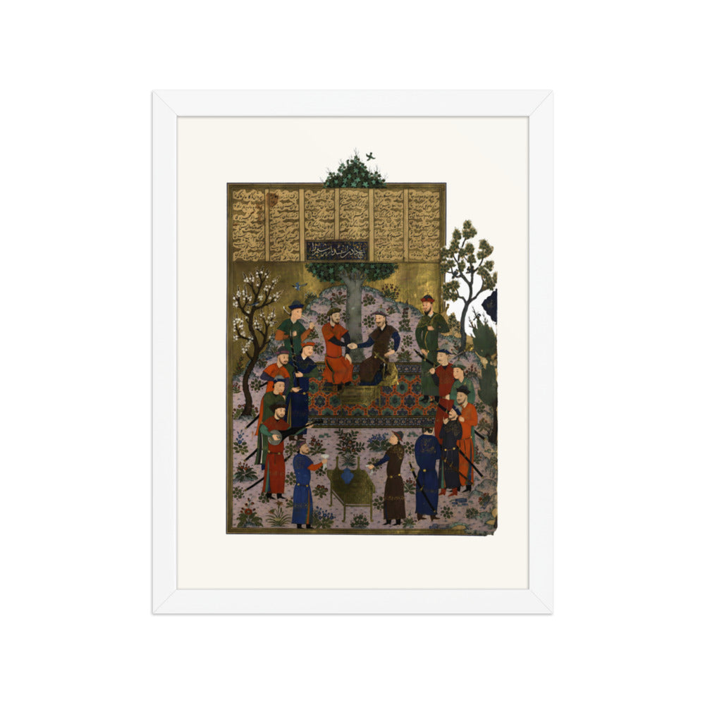 An Evening Assembly in a Garden | Restored Persian Miniature — view 5