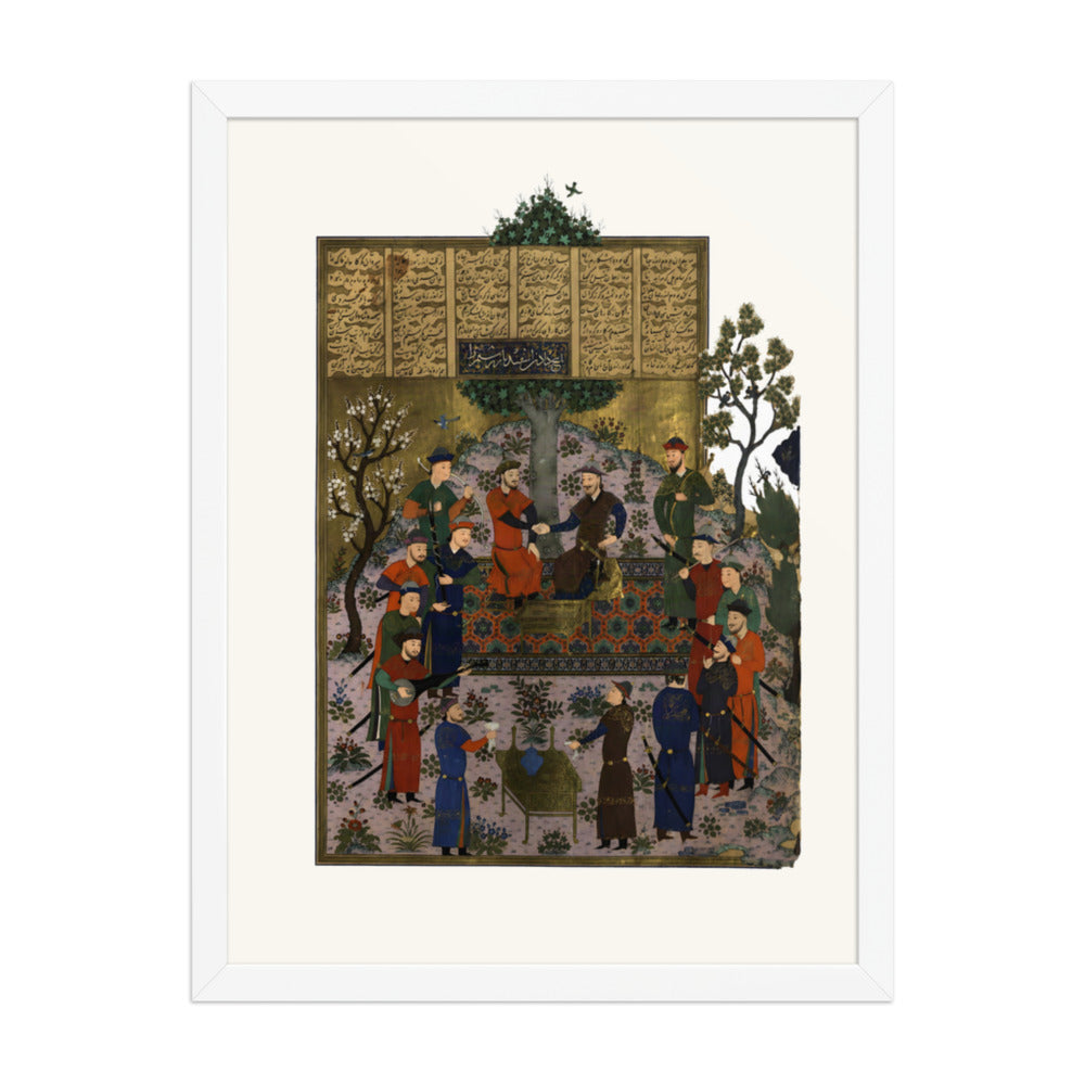 An Evening Assembly in a Garden | Restored Persian Miniature — view 6
