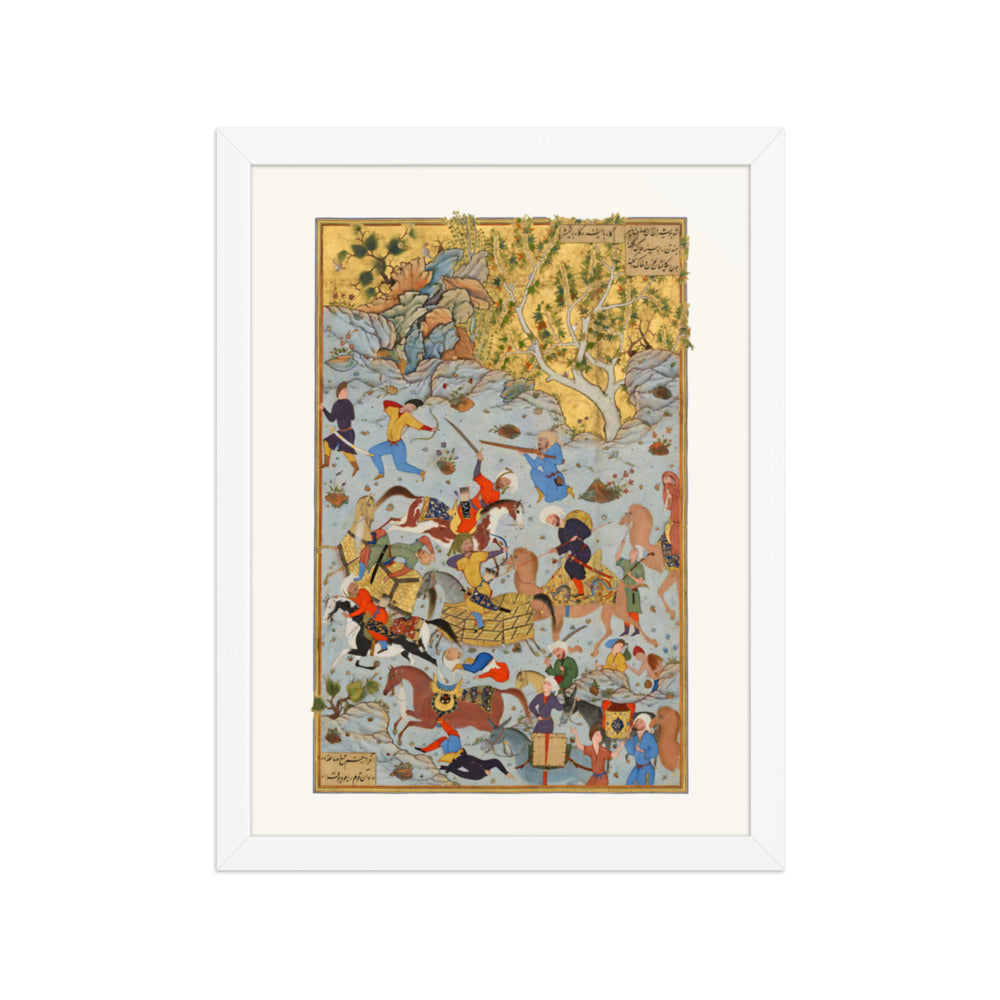 Bandits Attack the Caravan of Aynie and Ria | Restored Persian Miniature — view 5