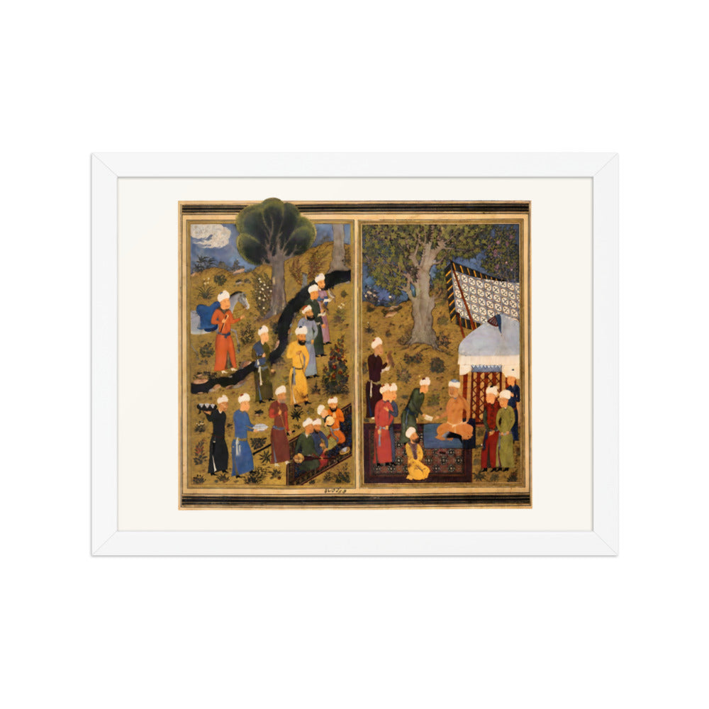 Courtiers Assemble Beside a Garden Pavilion | Restored Persian Miniature — view 7