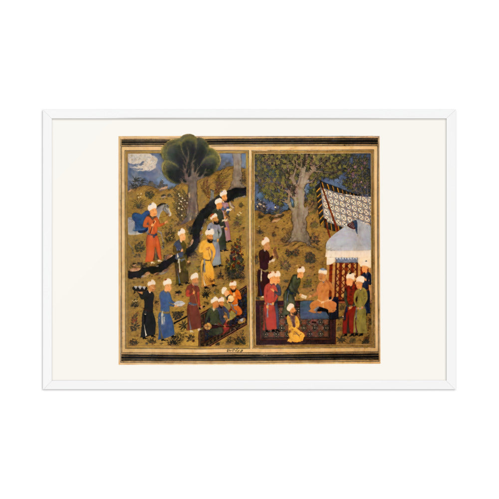 Courtiers Assemble Beside a Garden Pavilion | Restored Persian Miniature — view 9