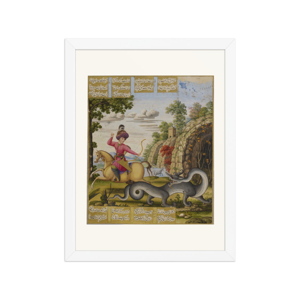 Bahram Gur Recovers the Treasure of the Dragon | Restored Persian Miniature — view 7