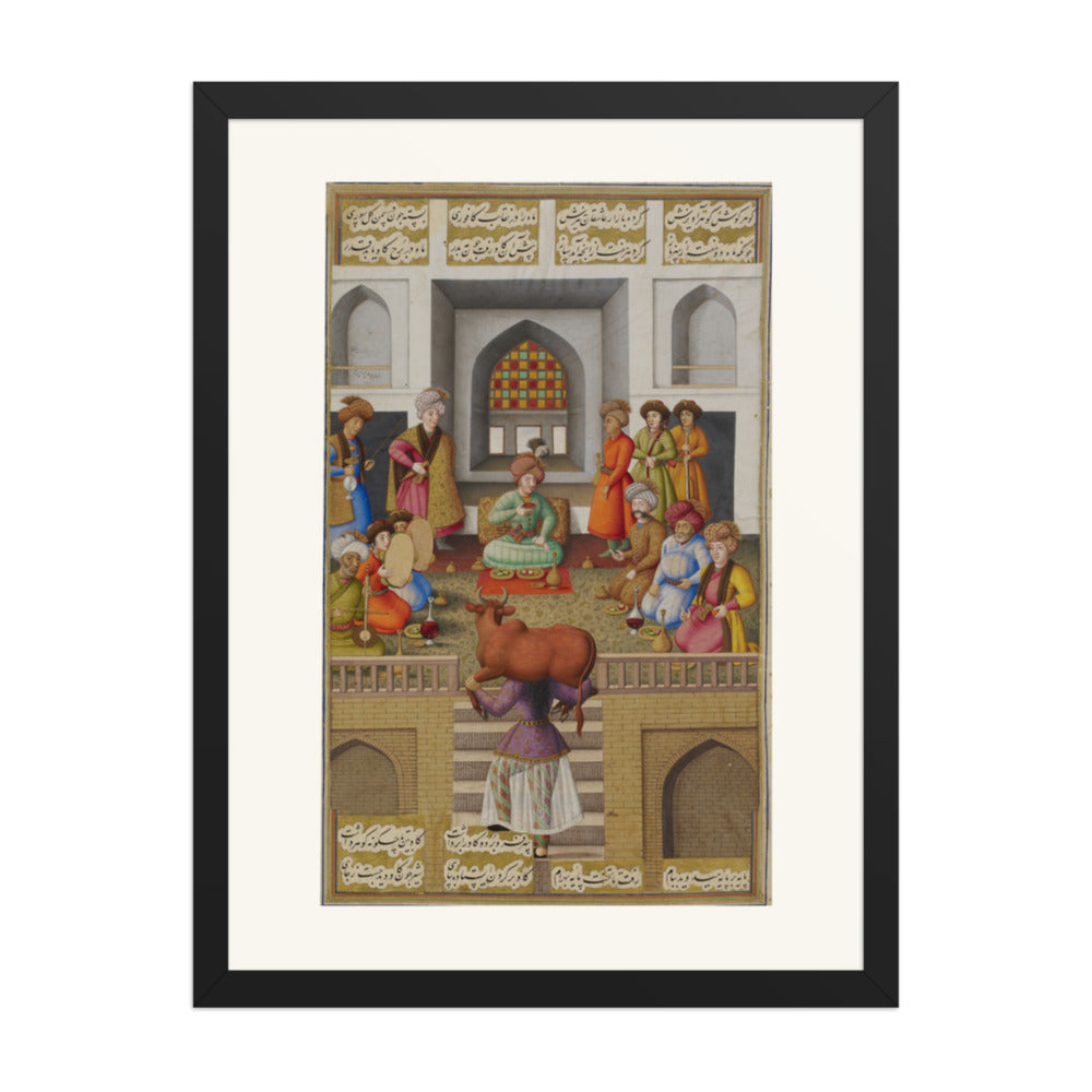 Fitna Carries the Ox up the Sixty Steps | Restored Persian Miniature — view 2