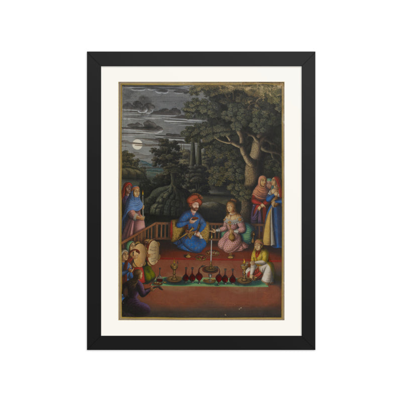 A Moonlit Gathering Beneath a Great Tree | Restored Persian Miniature