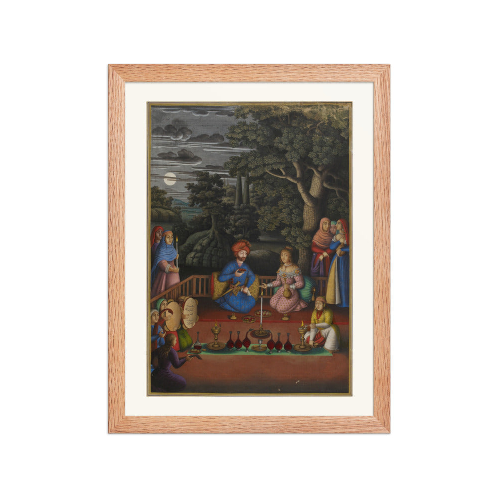 A Moonlit Gathering Beneath a Great Tree | Restored Persian Miniature — view 3