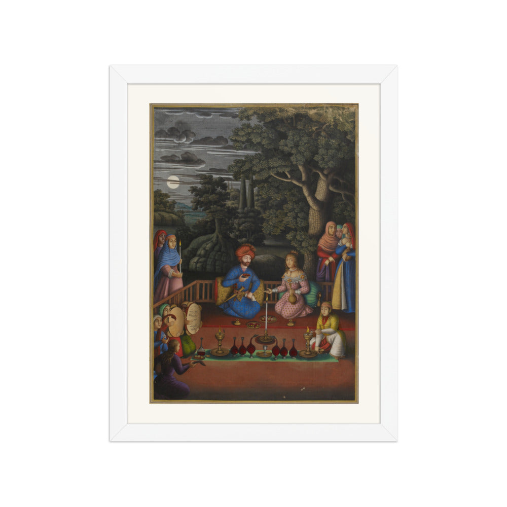 A Moonlit Gathering Beneath a Great Tree | Restored Persian Miniature — view 5
