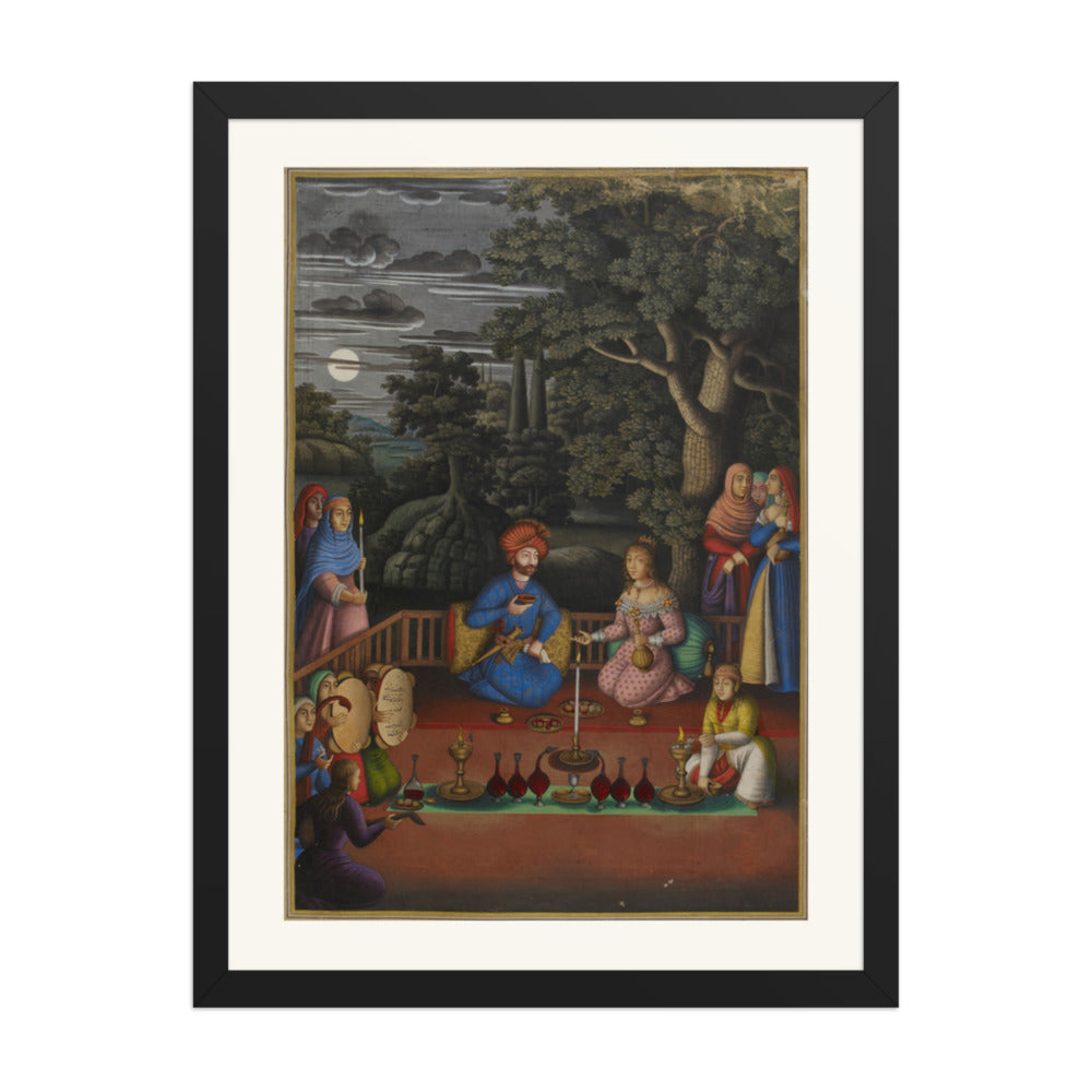 A Moonlit Gathering Beneath a Great Tree | Restored Persian Miniature — view 2