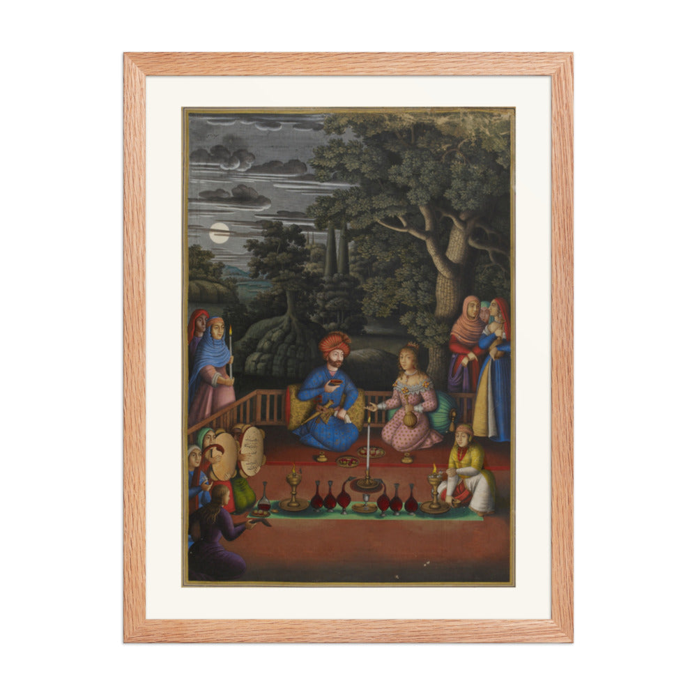 A Moonlit Gathering Beneath a Great Tree | Restored Persian Miniature — view 4
