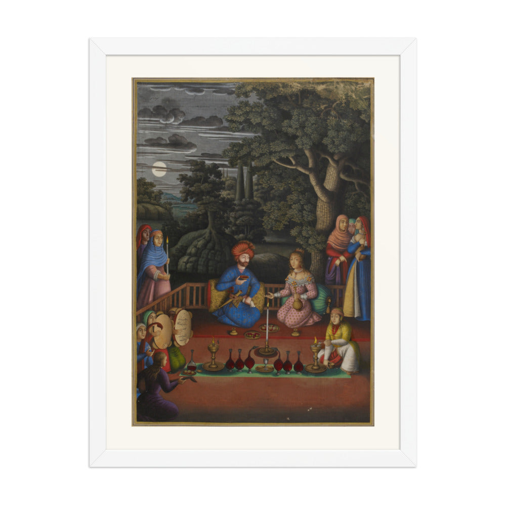 A Moonlit Gathering Beneath a Great Tree | Restored Persian Miniature — view 6