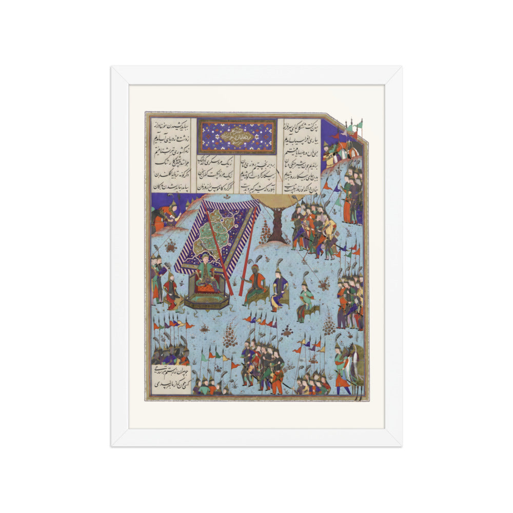 Shangul Stirs the Khaqan's Council to War on Rustam | Restored Persian Miniature — view 7