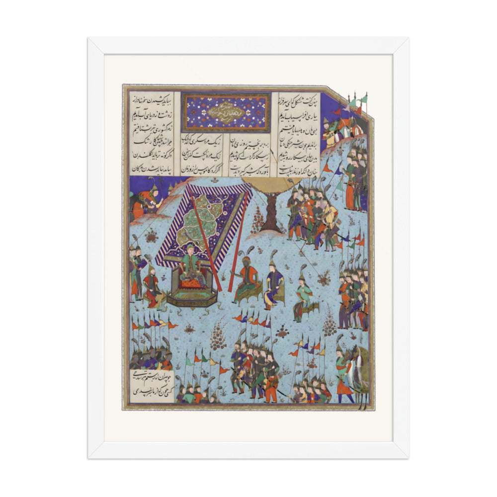 Shangul Stirs the Khaqan's Council to War on Rustam | Restored Persian Miniature — view 8