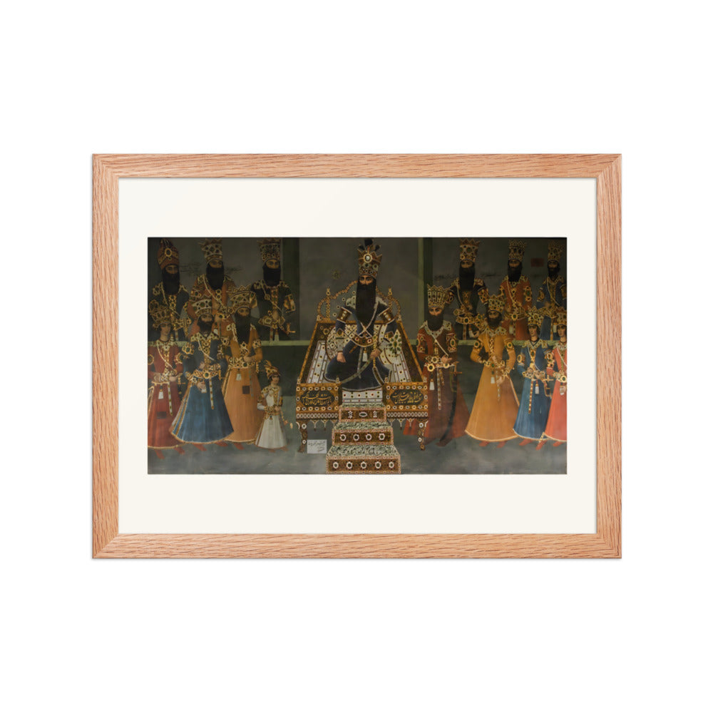 A Crowned King Enthroned Among His Courtiers | Restored Qajar Painting — view 4