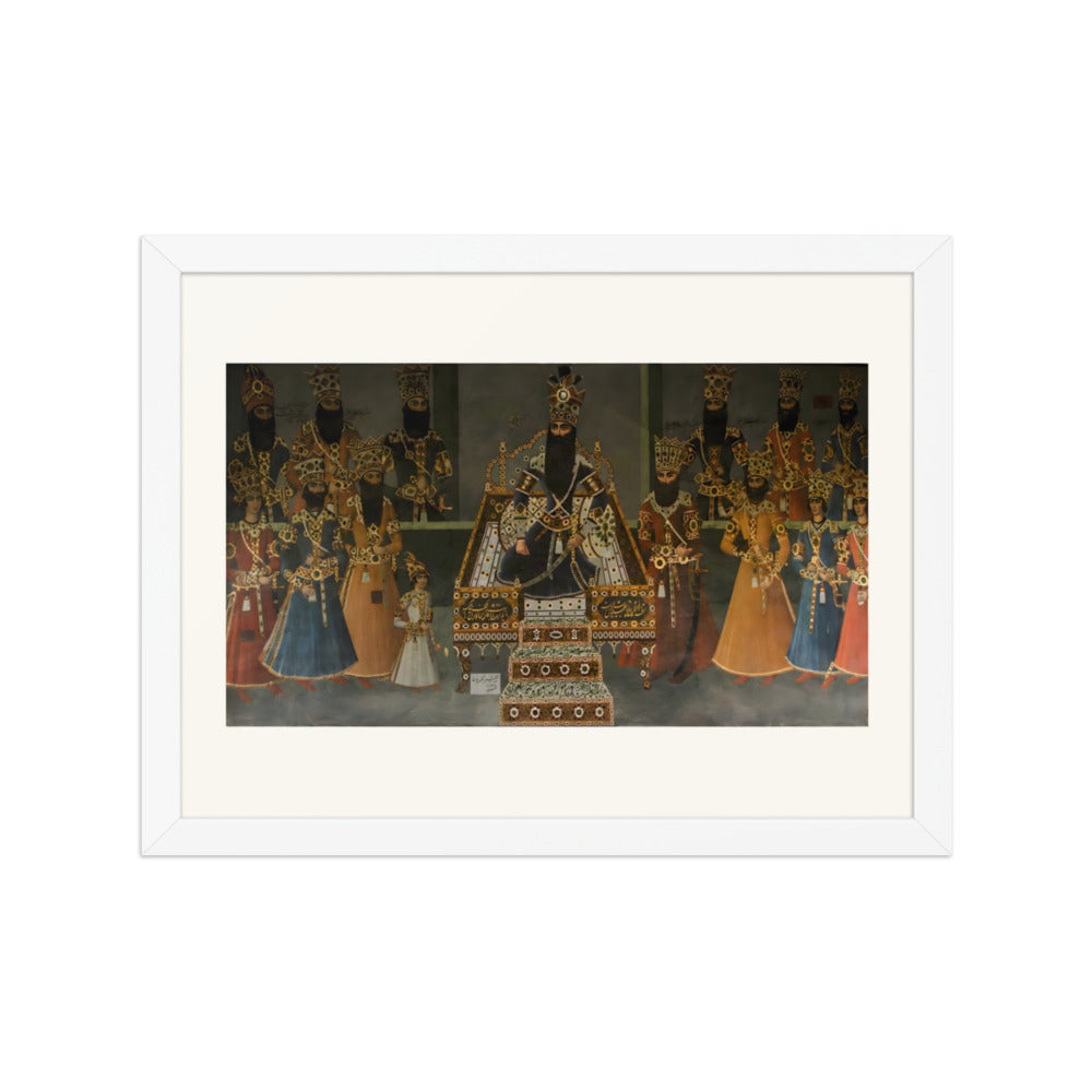 A Crowned King Enthroned Among His Courtiers | Restored Qajar Painting — view 7