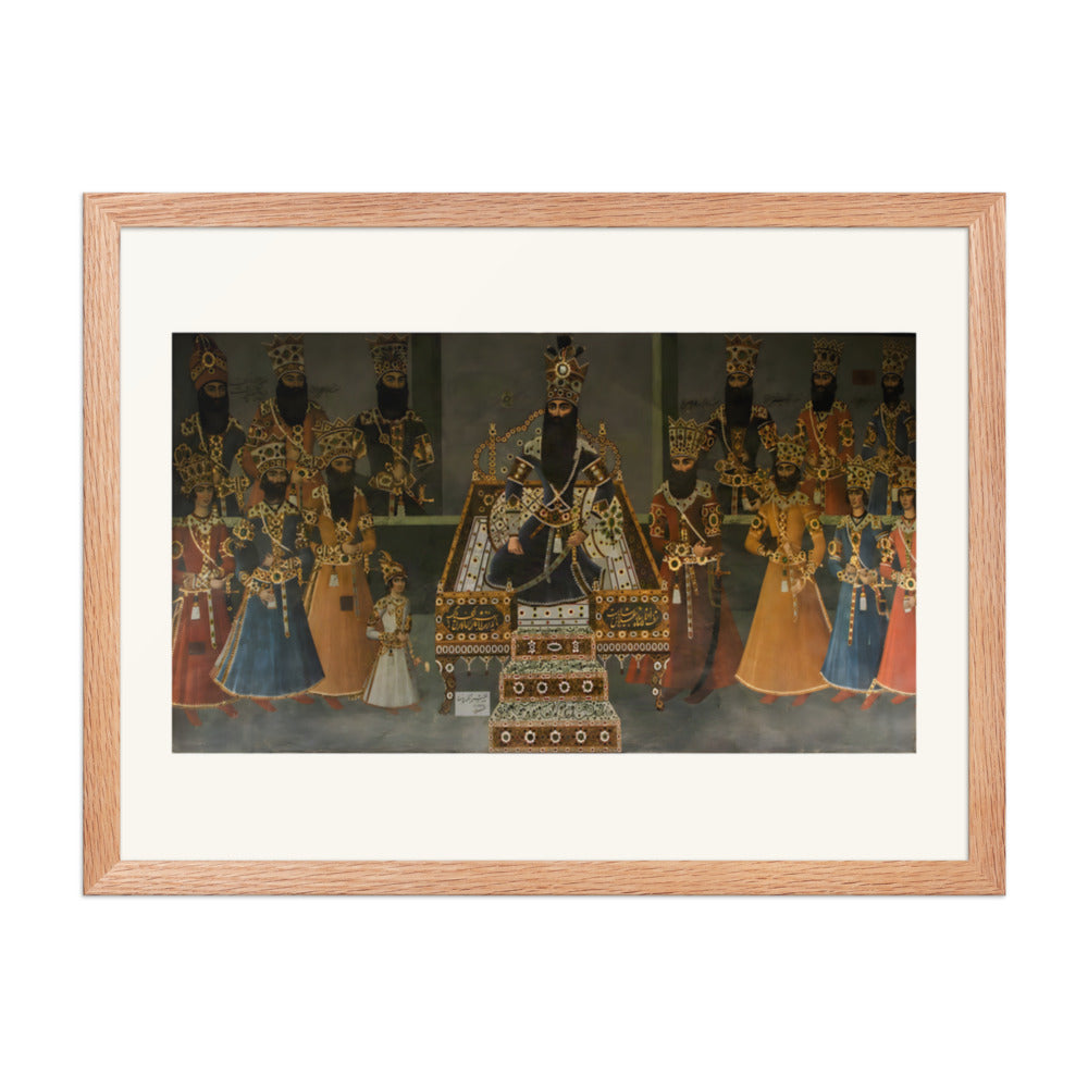 A Crowned King Enthroned Among His Courtiers | Restored Qajar Painting — view 5