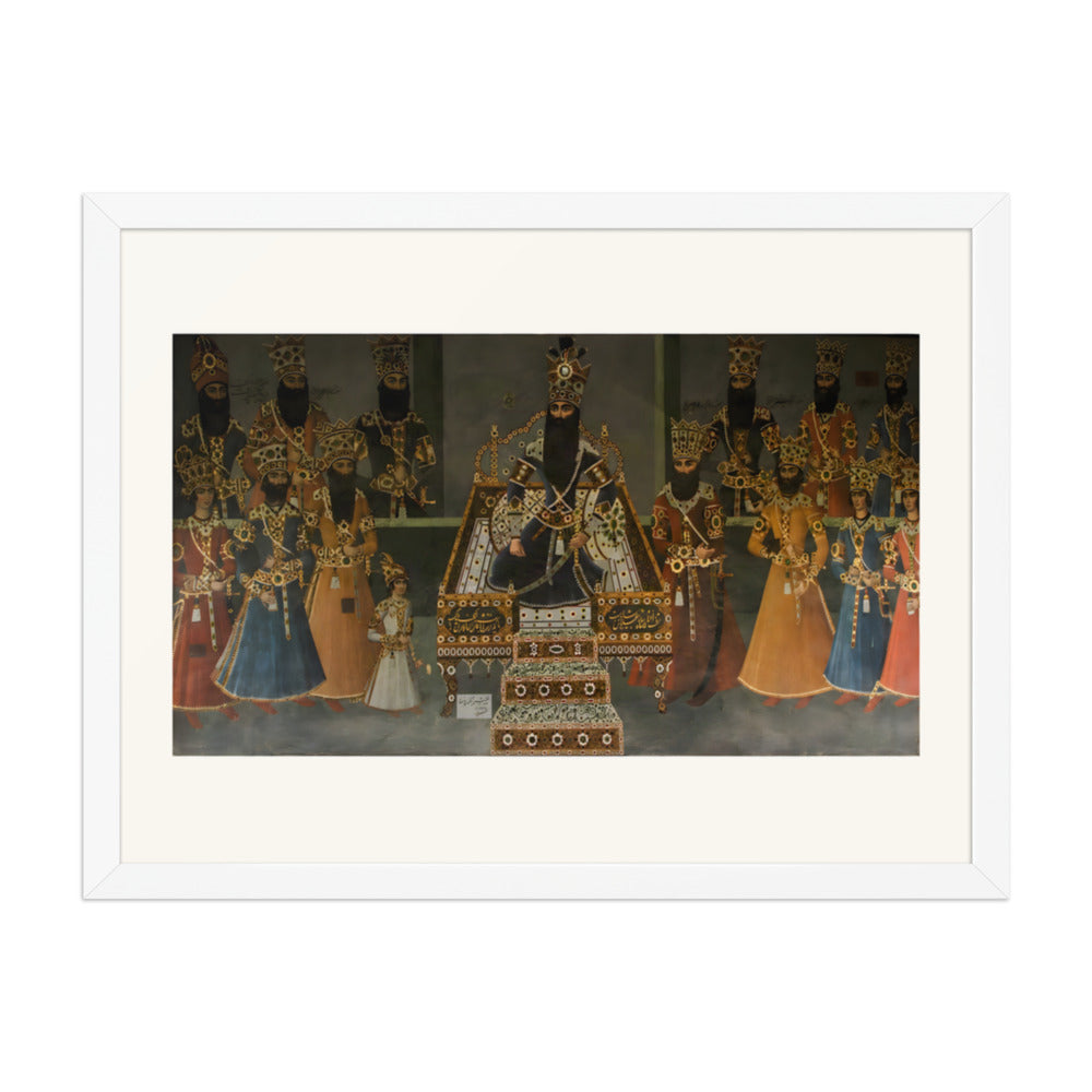A Crowned King Enthroned Among His Courtiers | Restored Qajar Painting — view 8