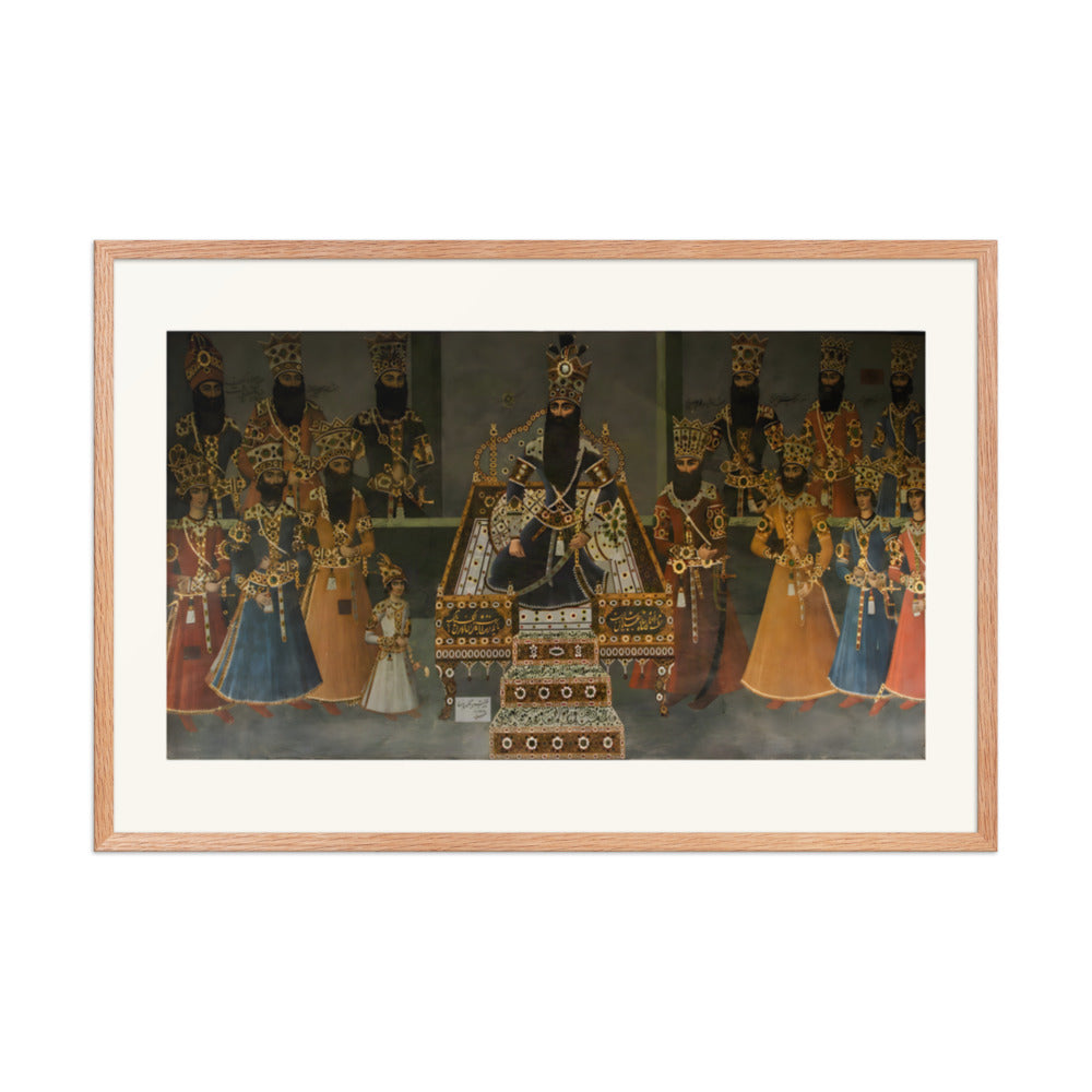 A Crowned King Enthroned Among His Courtiers | Restored Qajar Painting — view 6