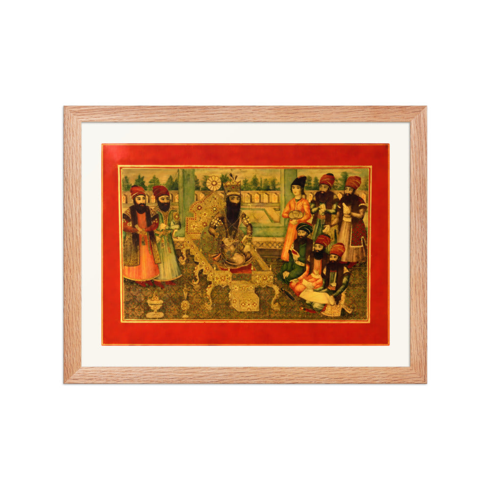 A Court Assembly in Crimson and Gold | Restored Qajar Painting — view 4
