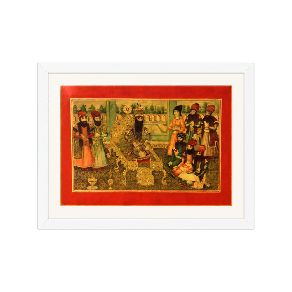 A Court Assembly in Crimson and Gold | Restored Qajar Painting — view 7
