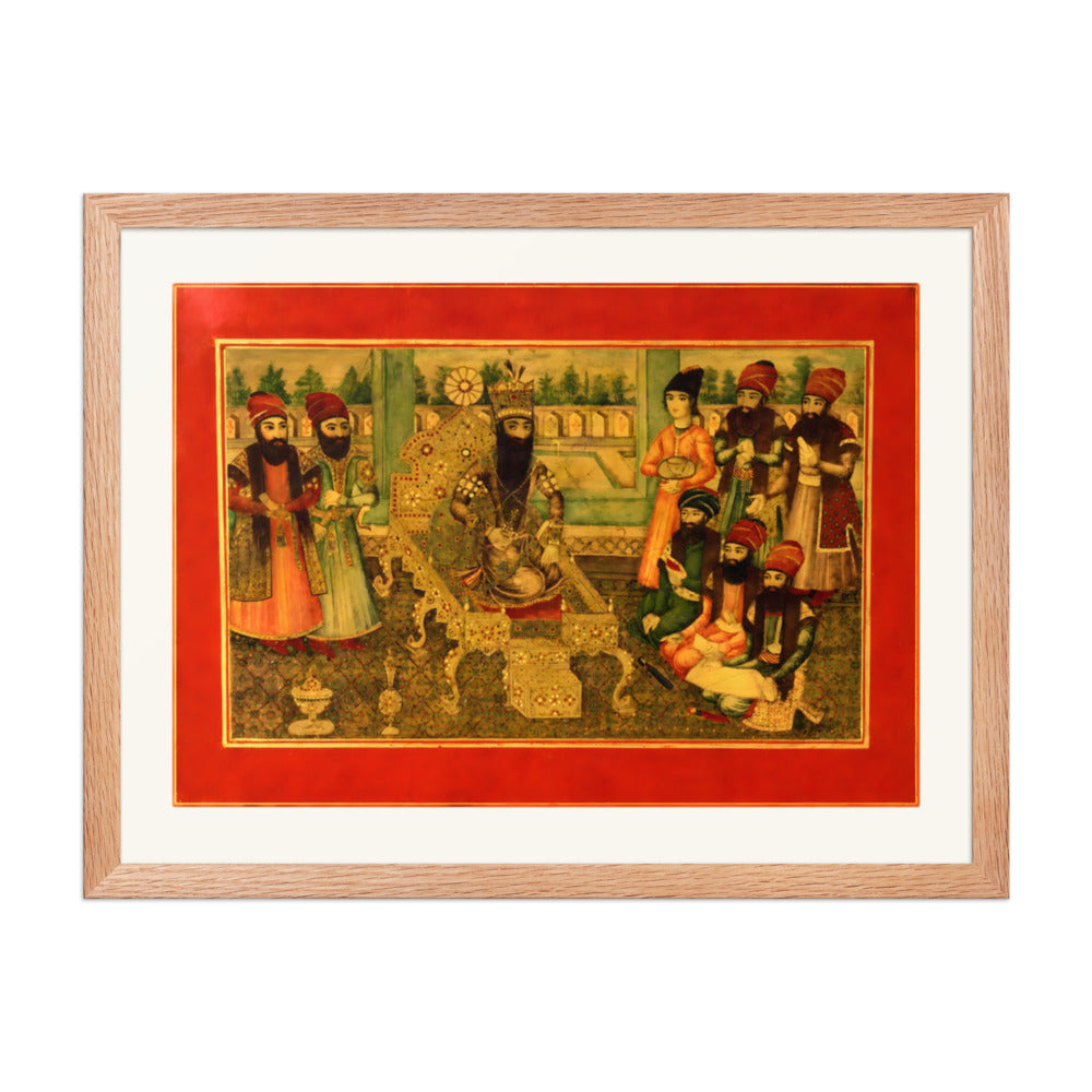 A Court Assembly in Crimson and Gold | Restored Qajar Painting — view 5