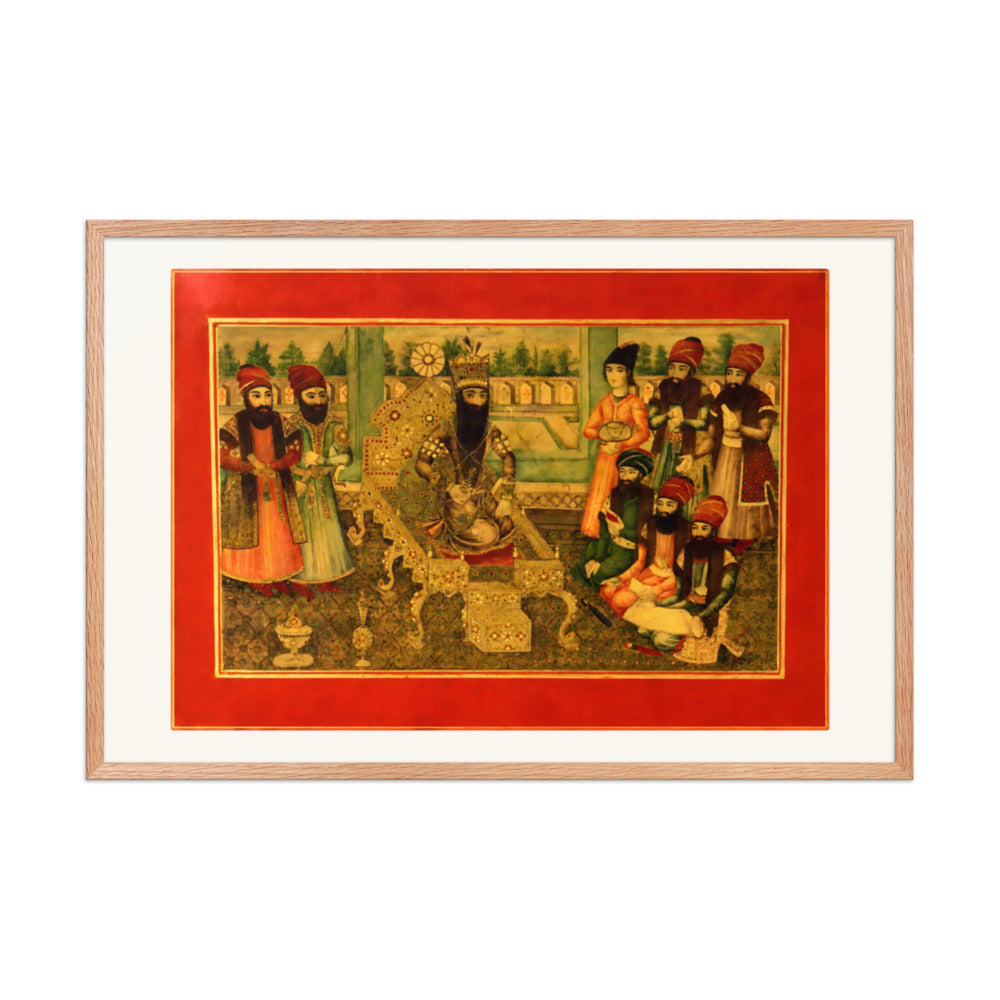 A Court Assembly in Crimson and Gold | Restored Qajar Painting — view 6