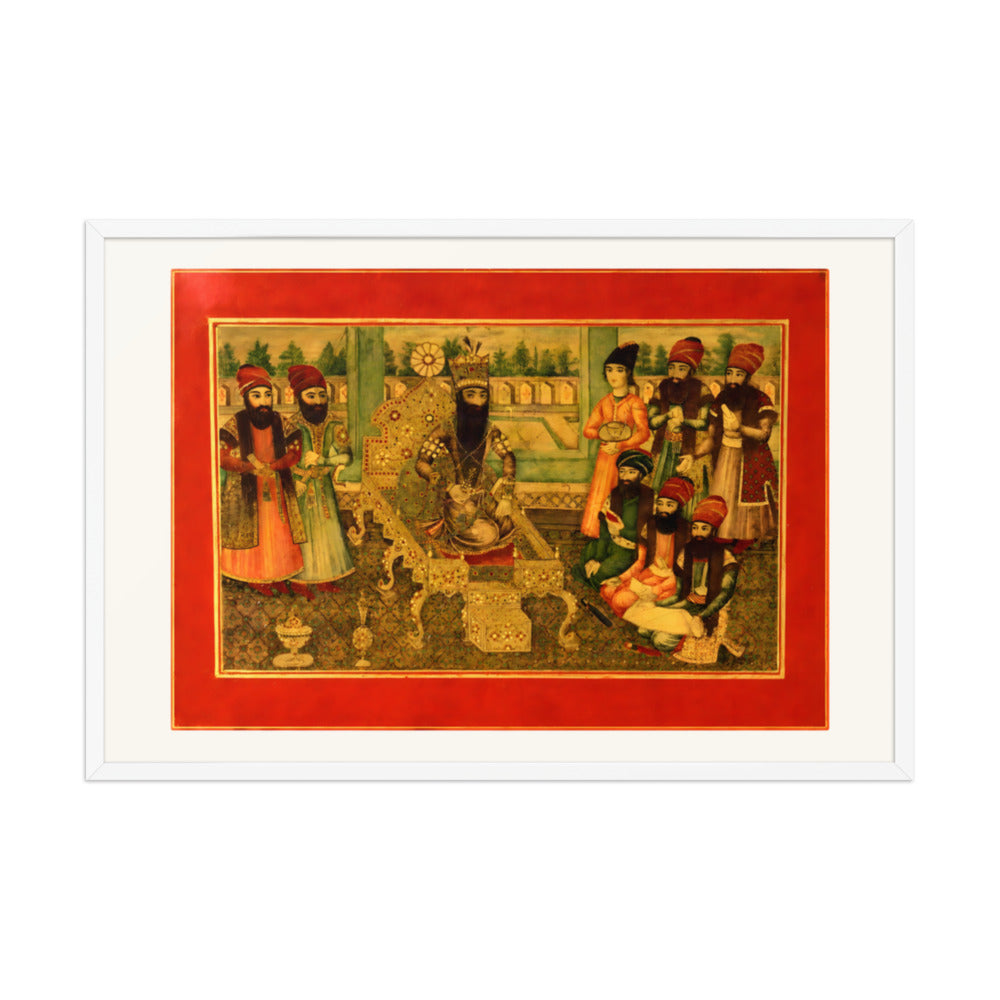 A Court Assembly in Crimson and Gold | Restored Qajar Painting — view 9
