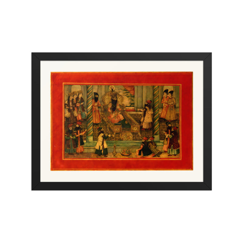 A Royal Audience in a Palace Interior | Restored Qajar Painting
