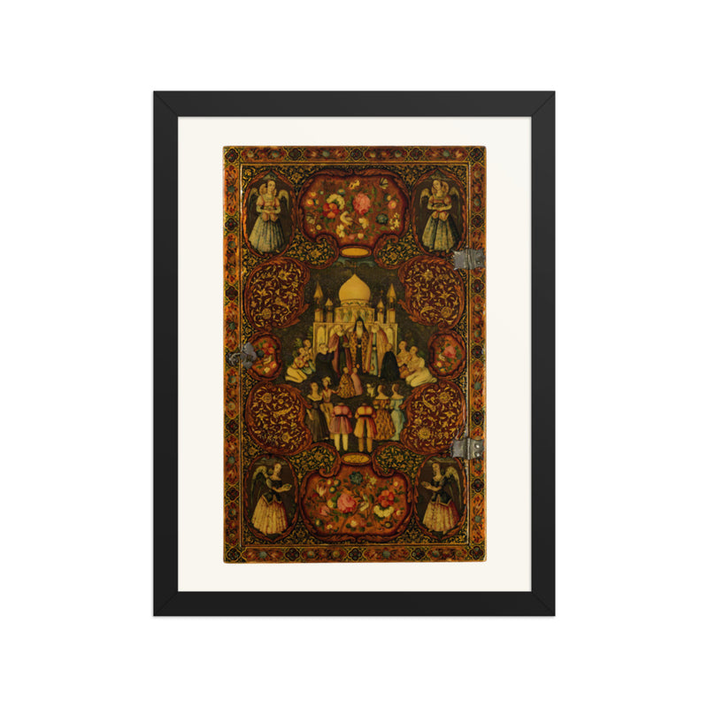 A Lacquer Panel of Feasts and Blossoms | Restored Qajar Painting