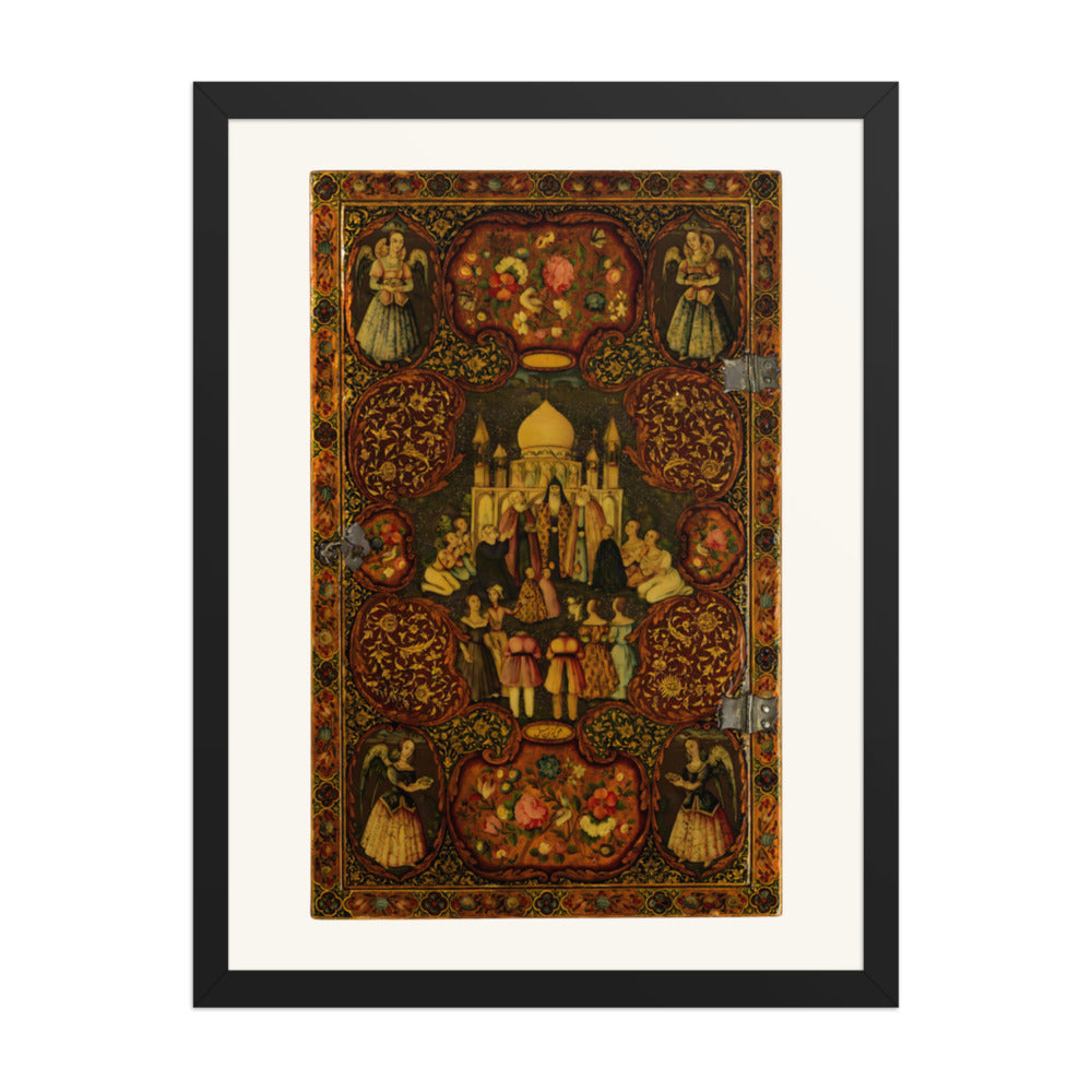 A Lacquer Panel of Feasts and Blossoms | Restored Qajar Painting — view 2