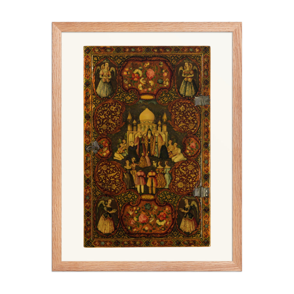 A Lacquer Panel of Feasts and Blossoms | Restored Qajar Painting — view 5