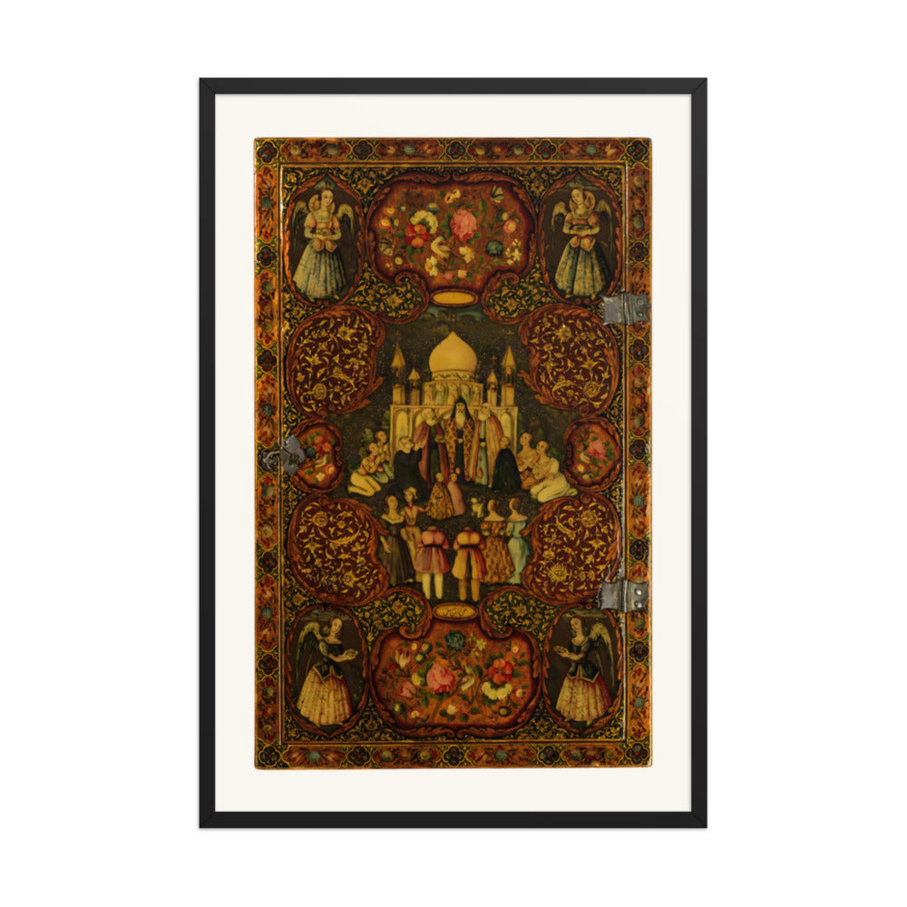 A Lacquer Panel of Feasts and Blossoms | Restored Qajar Painting — view 3