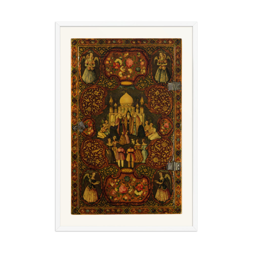 A Lacquer Panel of Feasts and Blossoms | Restored Qajar Painting — view 9
