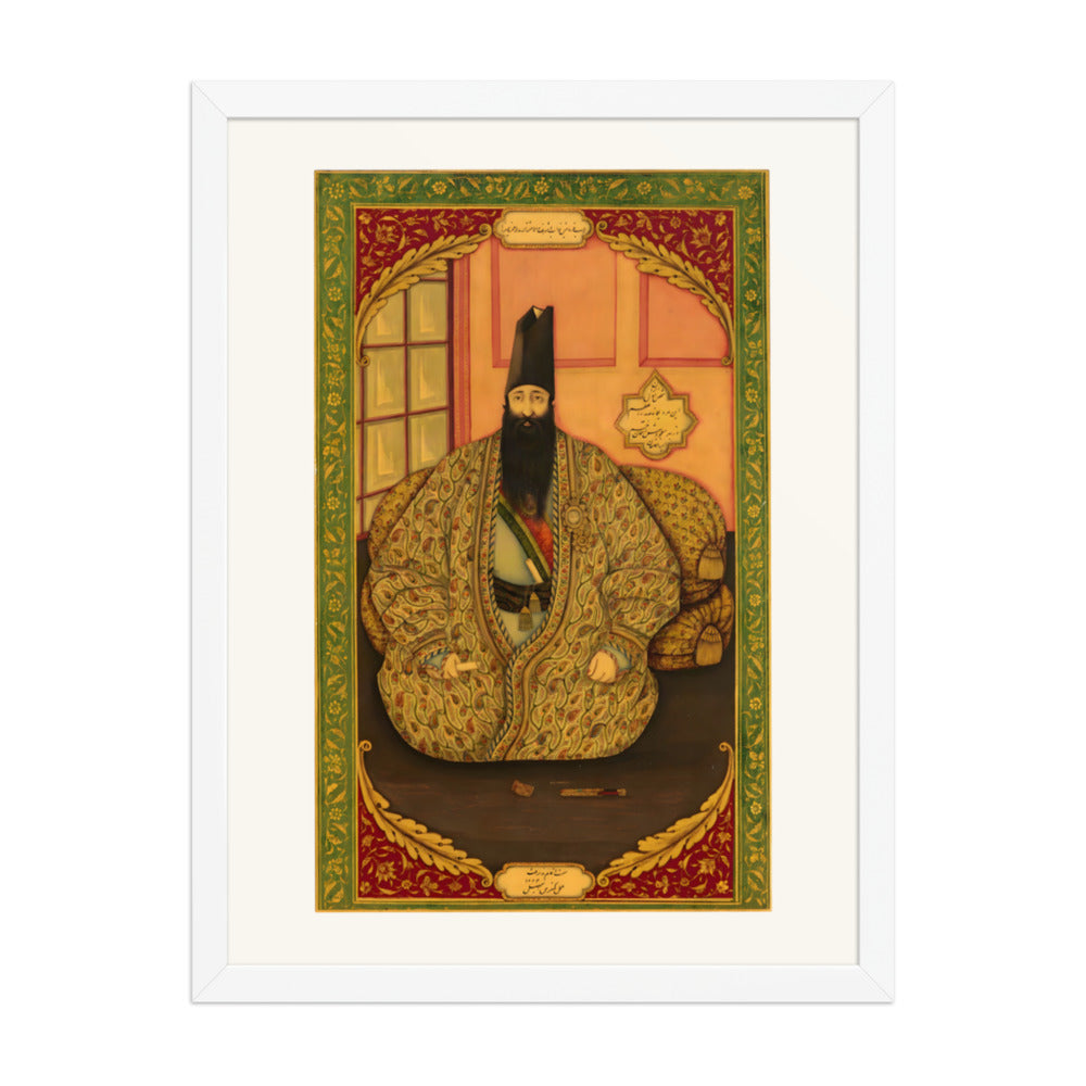 A Seated Ruler in a Gold Brocade Robe | Restored Qajar Painting — view 8