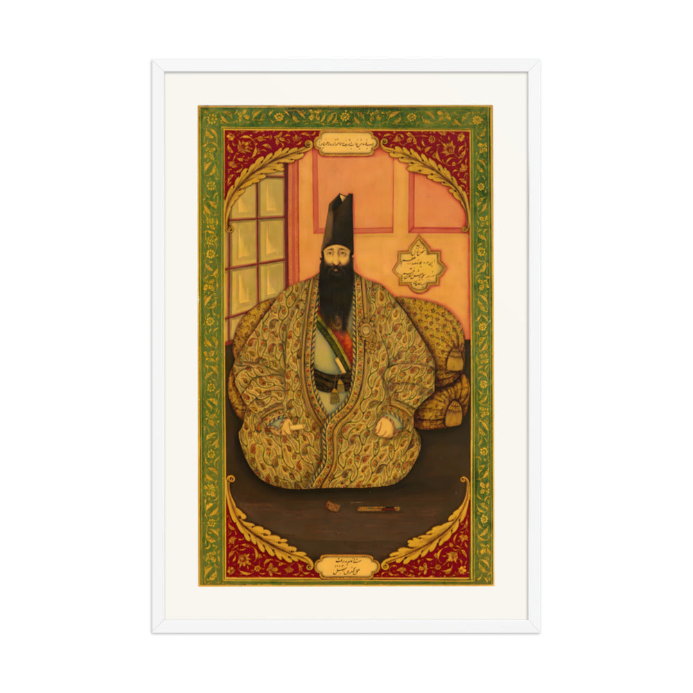 A Seated Ruler in a Gold Brocade Robe | Restored Qajar Painting — view 9