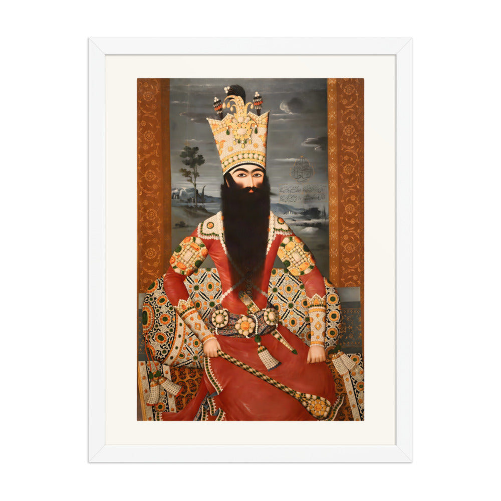 A Crowned Shah in Jewel-Encrusted Crimson Robes | Restored Qajar Painting — view 8