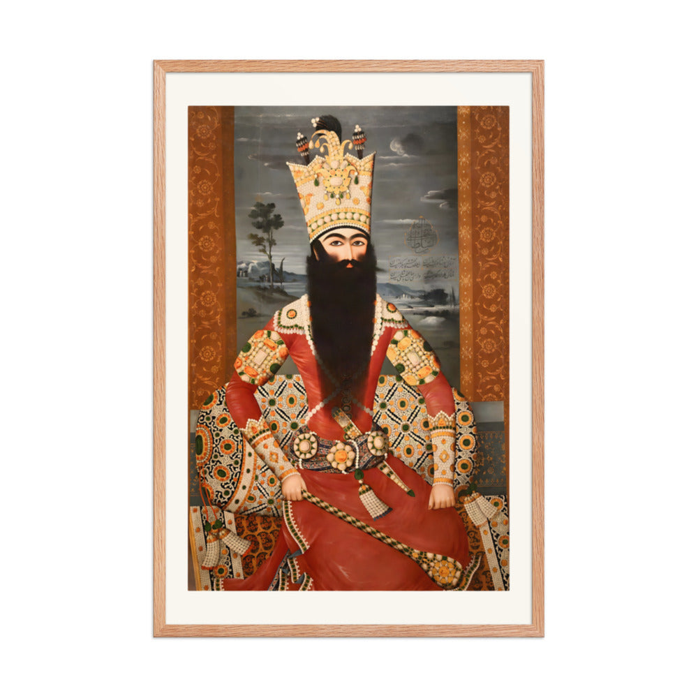 A Crowned Shah in Jewel-Encrusted Crimson Robes | Restored Qajar Painting — view 6