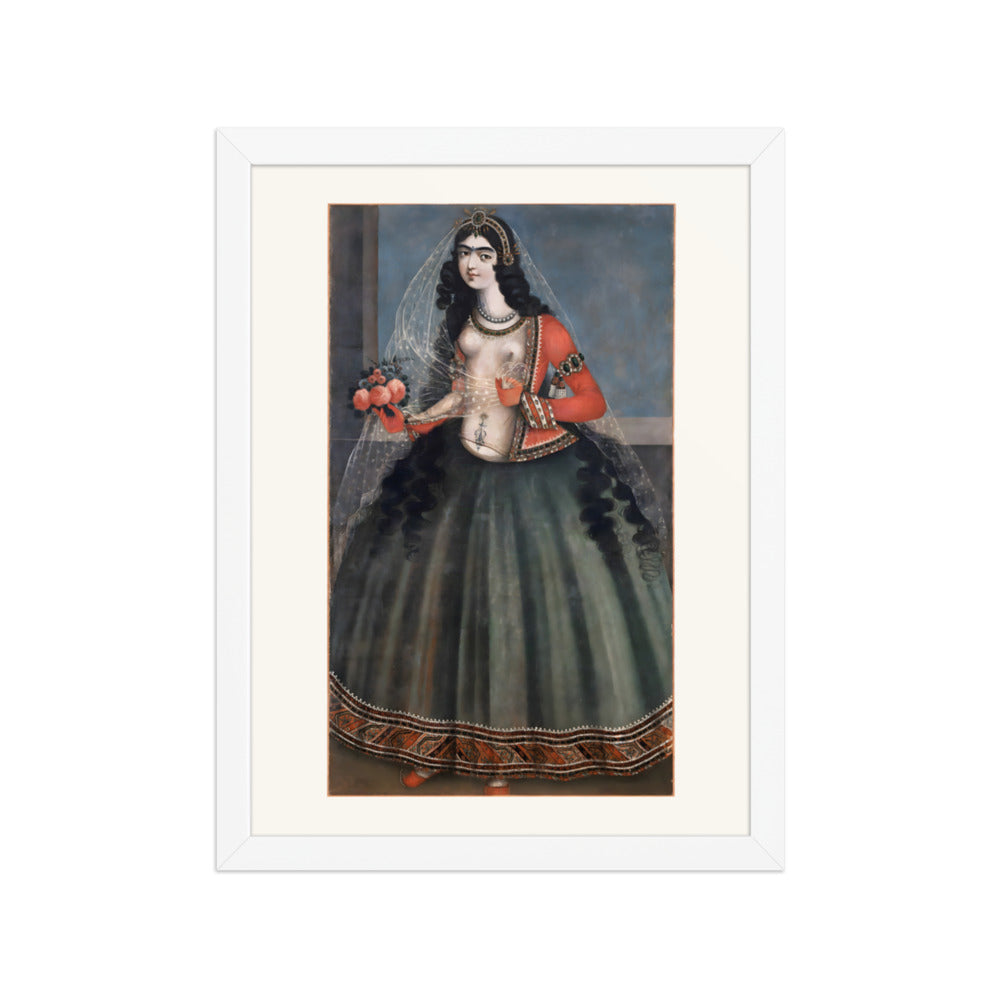 Woman with a Bouquet of Roses | Restored Qajar Painting — view 7