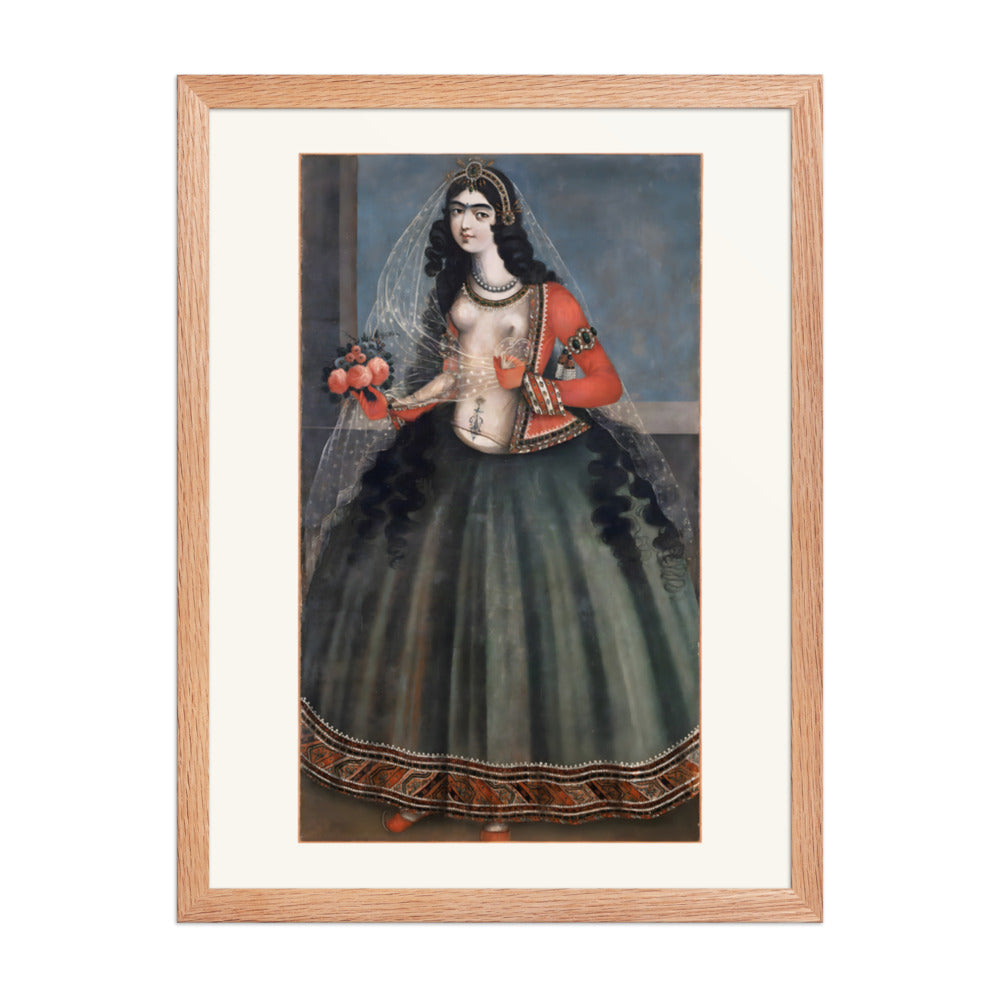 Woman with a Bouquet of Roses | Restored Qajar Painting — view 5