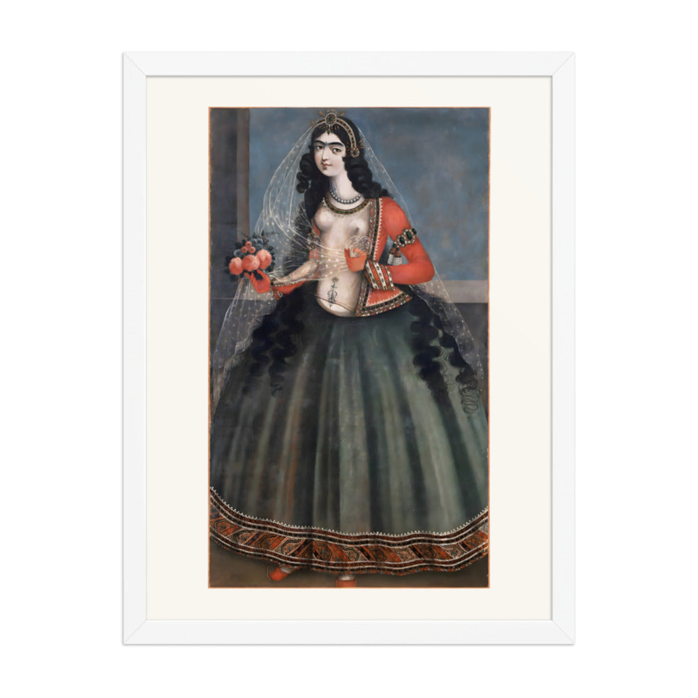 Woman with a Bouquet of Roses | Restored Qajar Painting — view 8