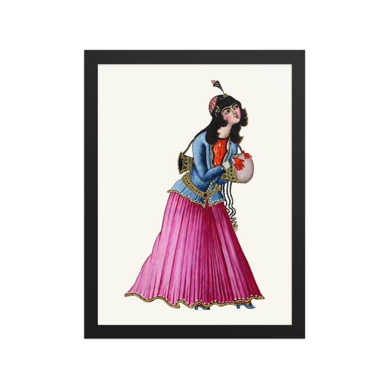 A Dancing Girl in Magenta Silks | Restored Qajar Painting