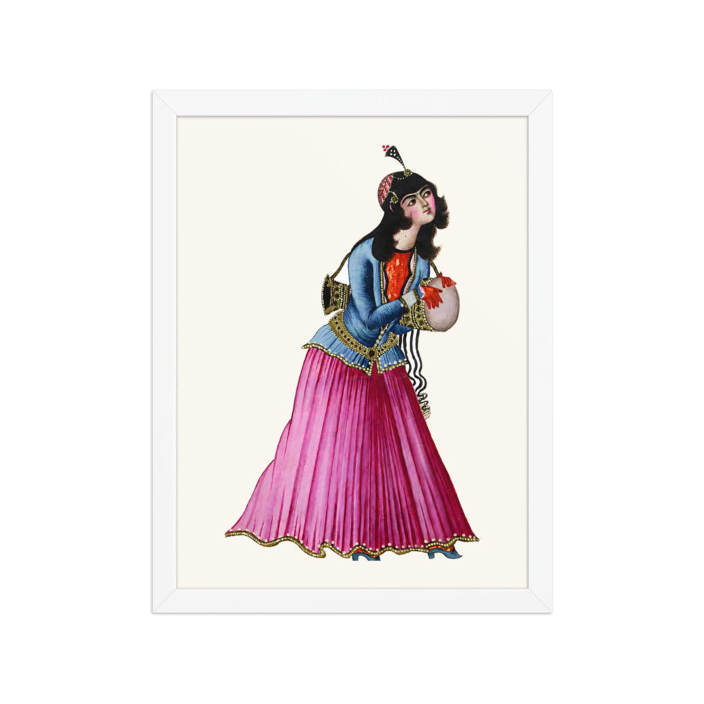 A Dancing Girl in Magenta Silks | Restored Qajar Painting — view 7