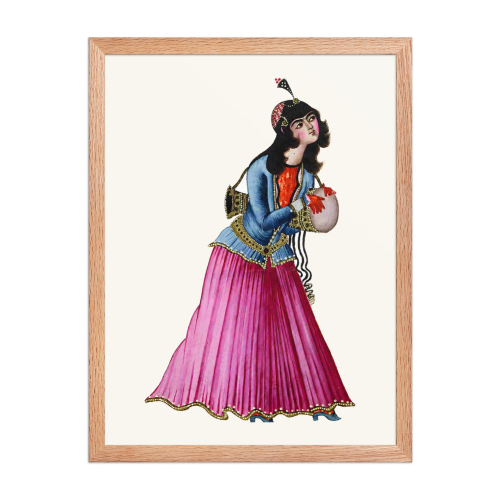 A Dancing Girl in Magenta Silks | Restored Qajar Painting — view 5