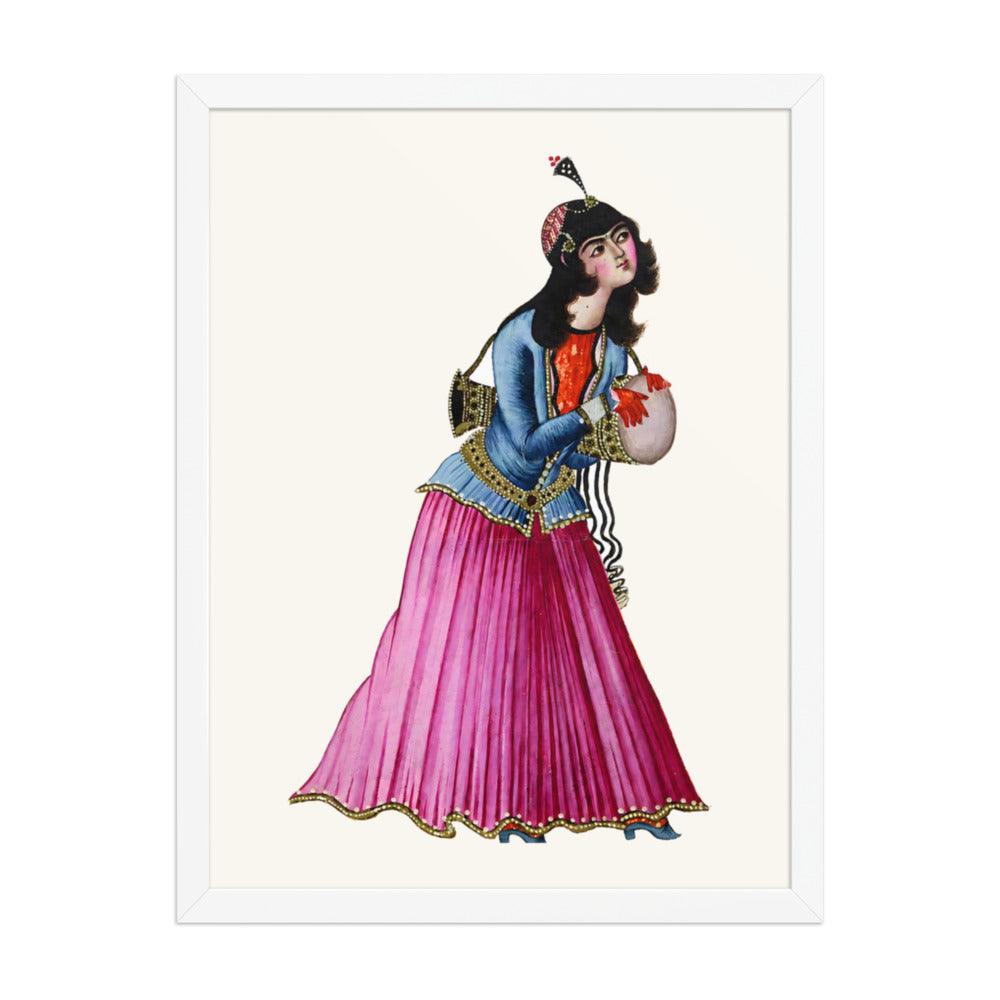 A Dancing Girl in Magenta Silks | Restored Qajar Painting — view 8