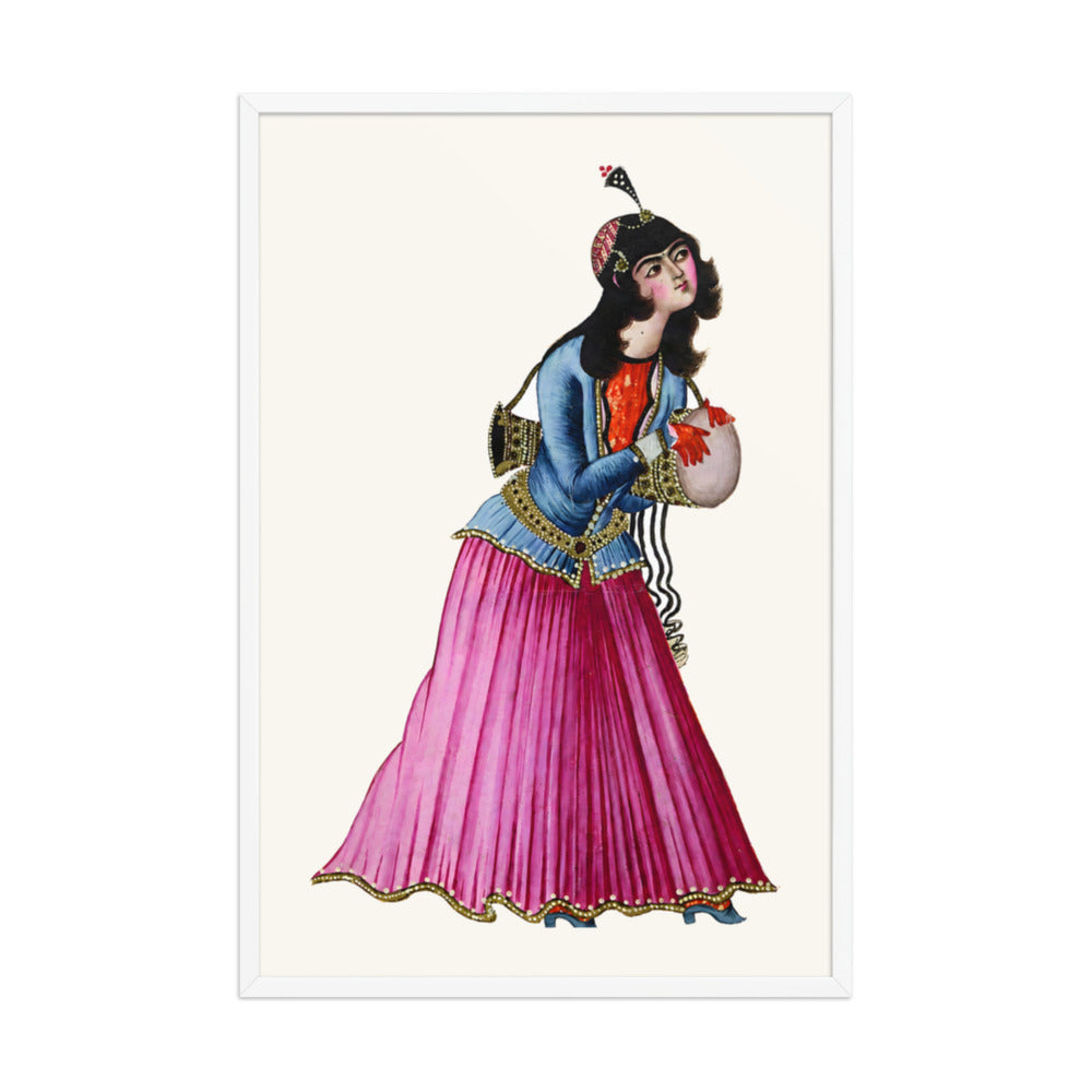 A Dancing Girl in Magenta Silks | Restored Qajar Painting — view 9