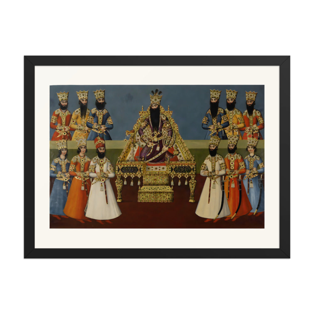 Fath-Ali Shah Enthroned with His Sons | Restored Qajar Painting — view 2