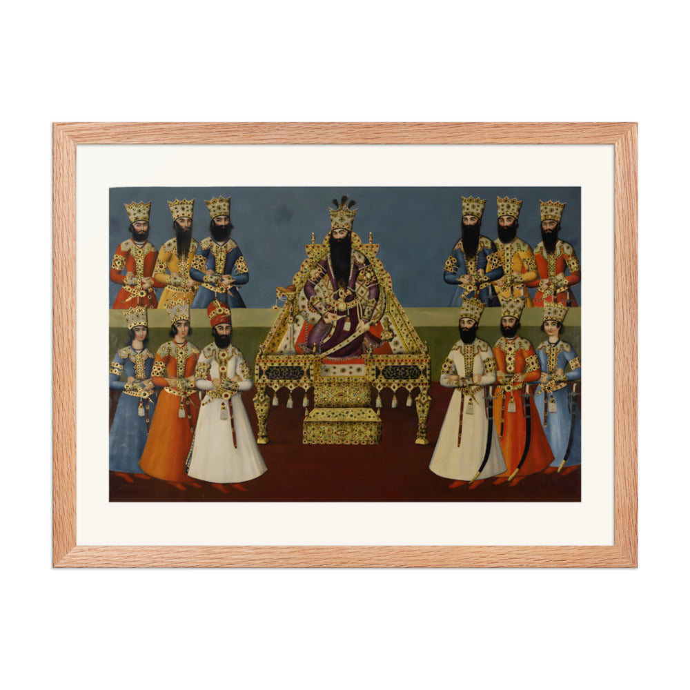 Fath-Ali Shah Enthroned with His Sons | Restored Qajar Painting — view 5