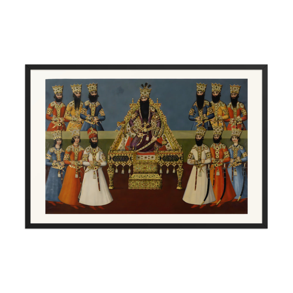 Fath-Ali Shah Enthroned with His Sons | Restored Qajar Painting — view 3